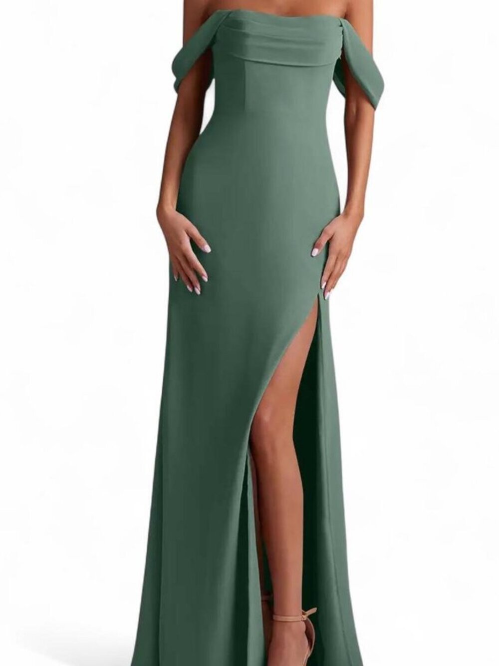 Azazie A Line Off-Shoulder Chiffon Gown